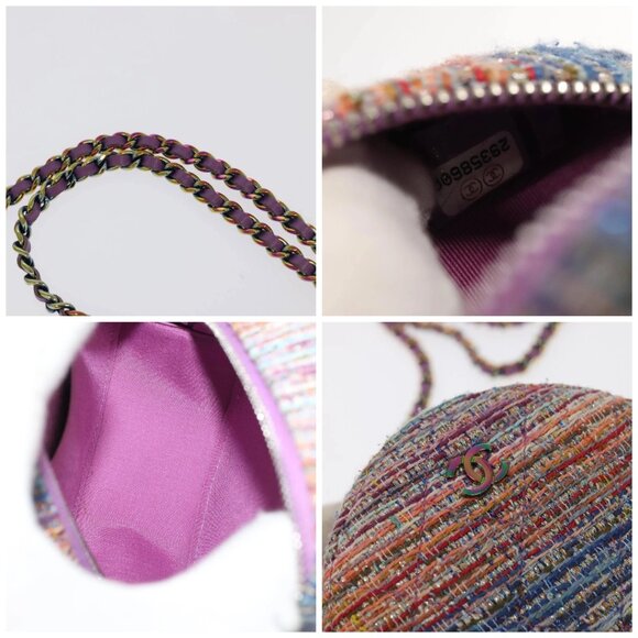 CHANEL Chain Shoulder Bag Tweed Rainbow CC Auth - Picture 14 of 15